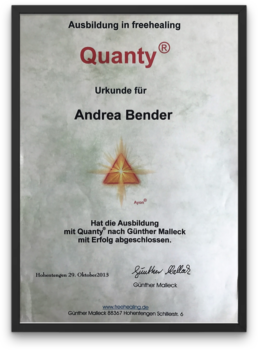 Andrea Bender Zertifikat Quanty